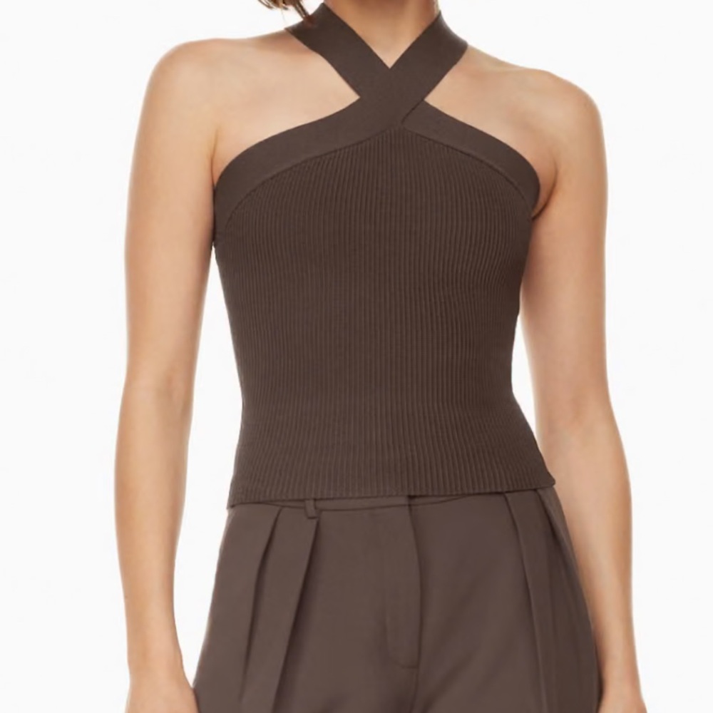 ARITZIA Babaton Sculpt Knit Criss Cross Tank Brown